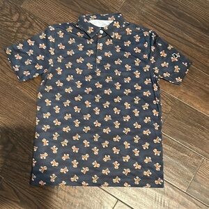 Men's Black Polo Golf Shirt with TigerPrint